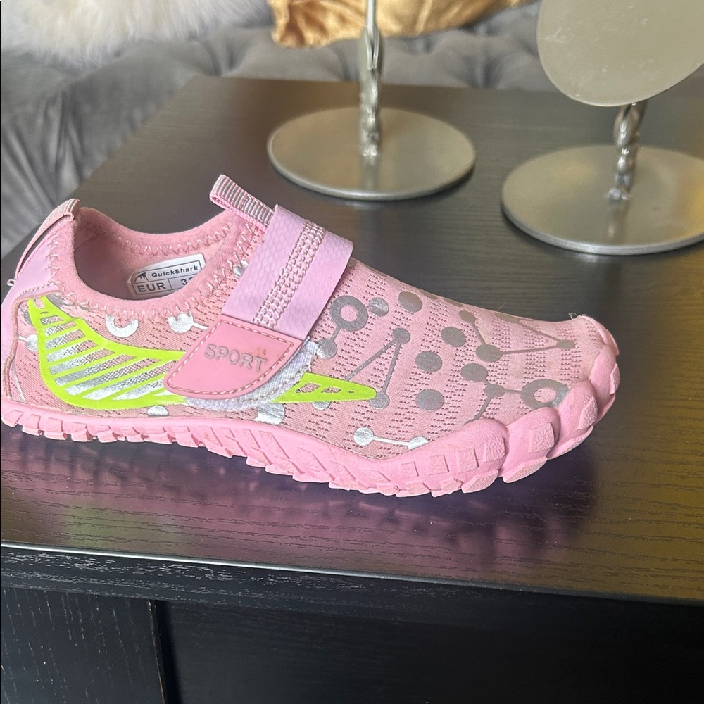 Kids Water Shoes - Pink with Neon green and silver Accents - Picture 9 of 14